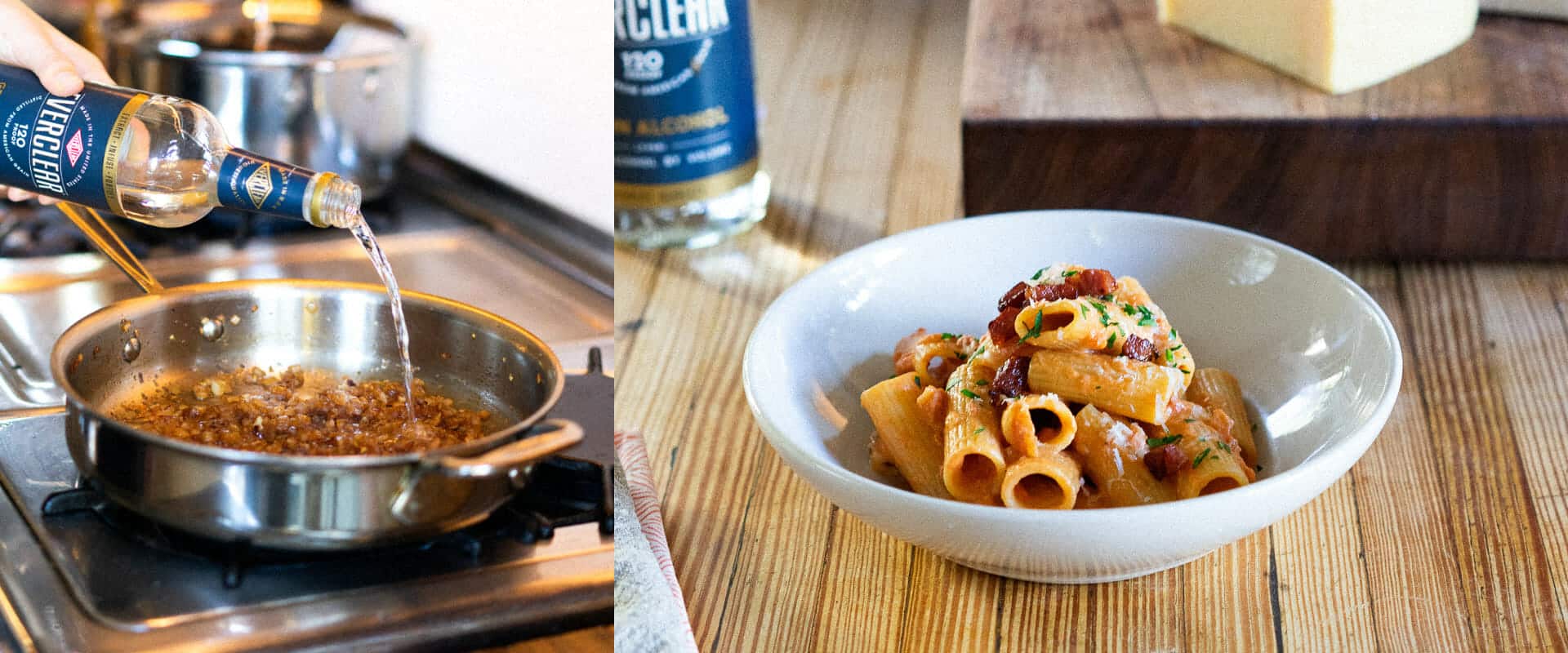 Pancetta Pasta with Creamy Red Sauce Everclear Everclear